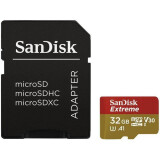 Atmiņas kartes SanDisk Extreme microSDHC 32GB for Action Cams and Drones + SD Adapter, Twin Pack (SDSQXAF-032G-GN6AT)