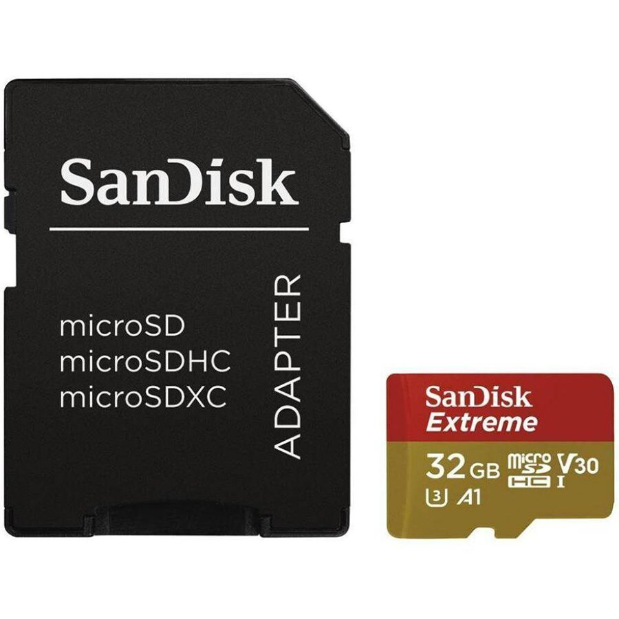 Atmiņas kartes SanDisk Extreme microSDHC 32GB for Action Cams and Drones + SD Adapter, Twin Pack - SDSQXAF-032G-GN6AT
