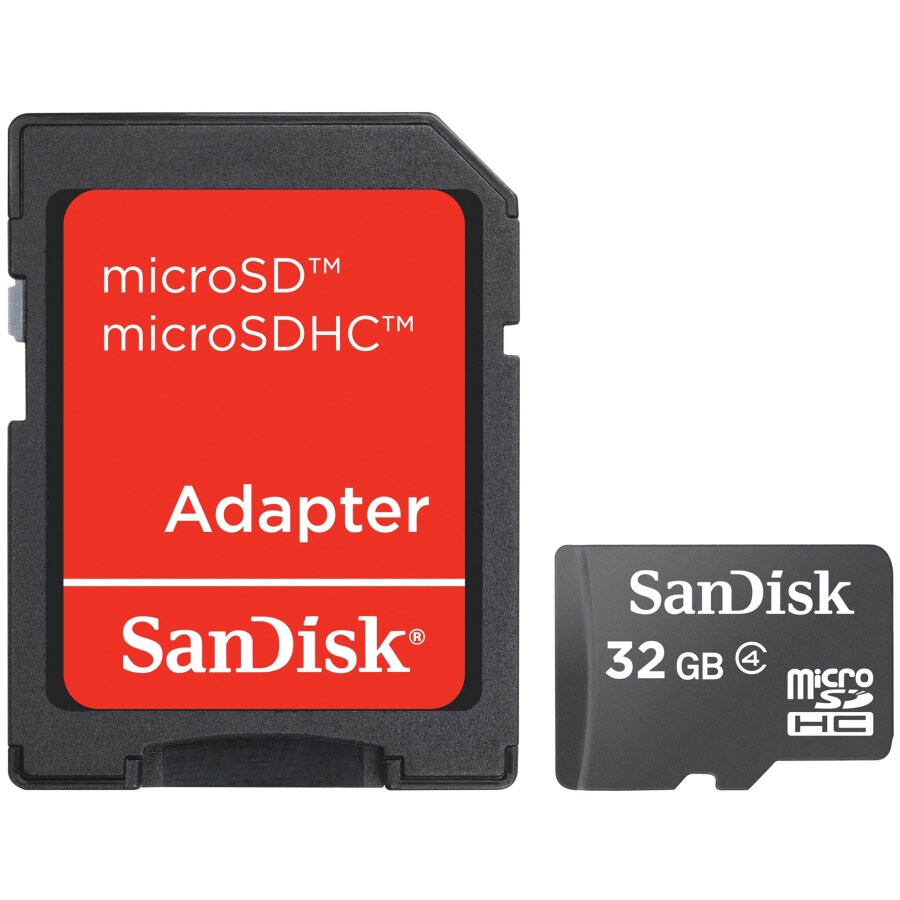 Atmiņas kartes SanDisk 32GB microSDHC Class 4 Memory Card + SD Adapter - SDSDQM-032G-B35A