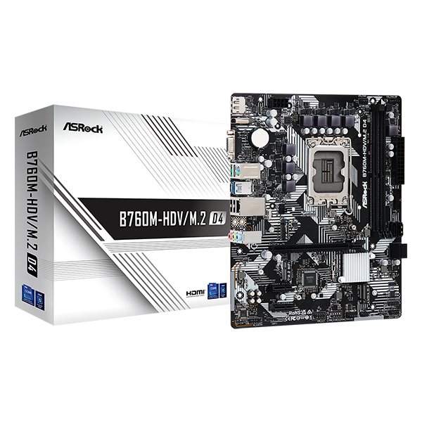 Pamatplate ASROCK B760 B760M-HDV/M.2 D4 Silver (90-MXBL40-A0UAYZ)