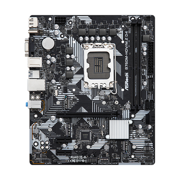 Pamatplate ASROCK B760 B760M-HDV/M.2 D4 Silver (90-MXBL40-A0UAYZ) - foto 2