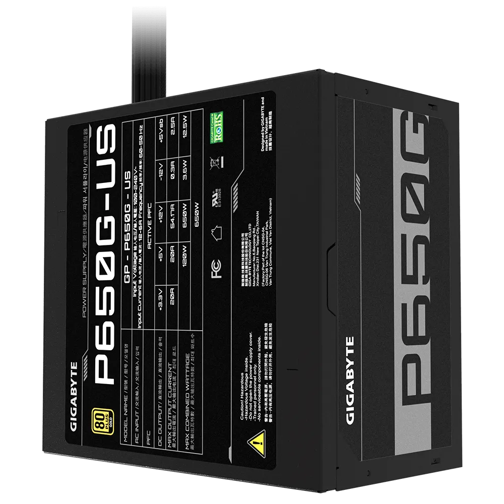 Barošanas bloks GIGABYTE GP-P650G-US 650w (GP-P650G) - foto 2