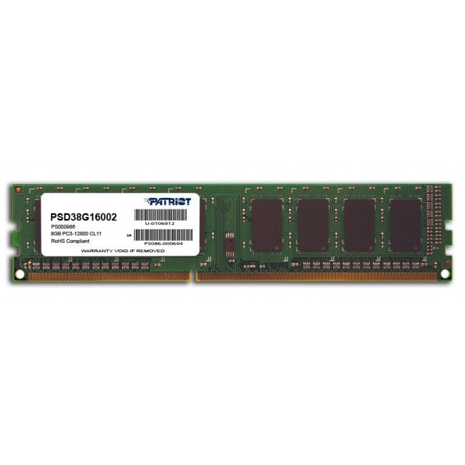 Operatīvā atmiņa Patriot Memory DDR3 8GB 1600MHz CL11 (PSD38G16002)