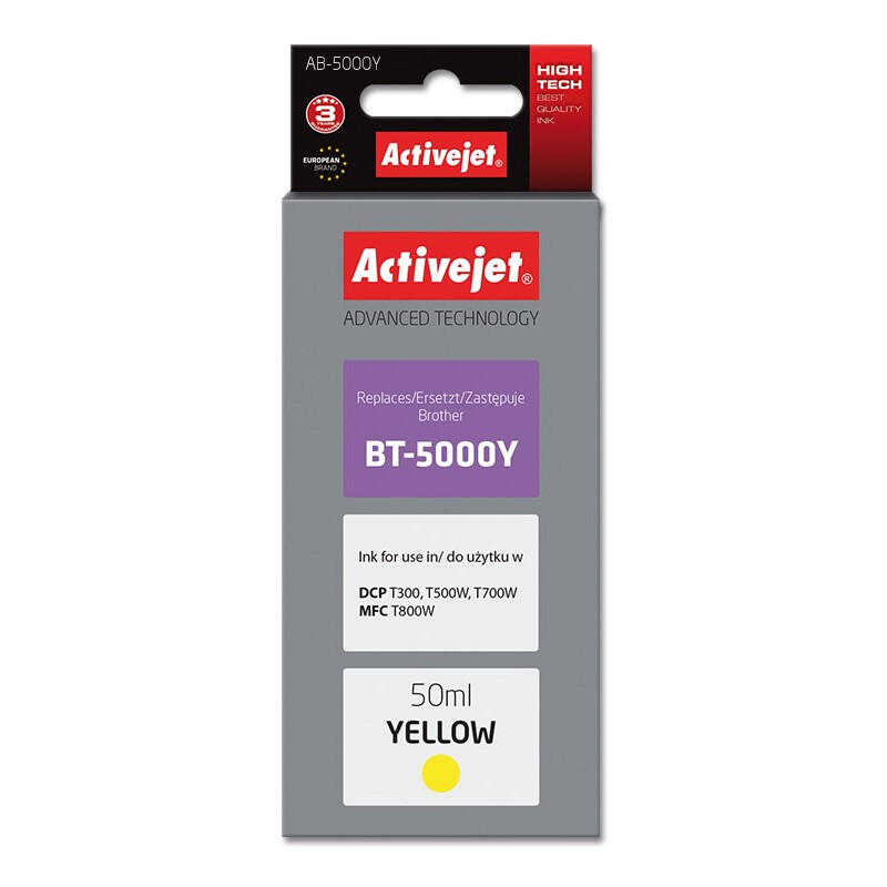 Kārtridžs Activejet AB-5000Y Ink for Brother 50 ml yellow (AB-5000Y)