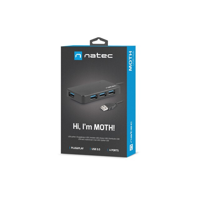 NATEC Hub USB 3.0 Moth (4 ports, black) (PERNATHUB0007) - foto 2