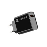 NATEC MAINS RIBERA USB-A 18W BLACK (NUC-2058)