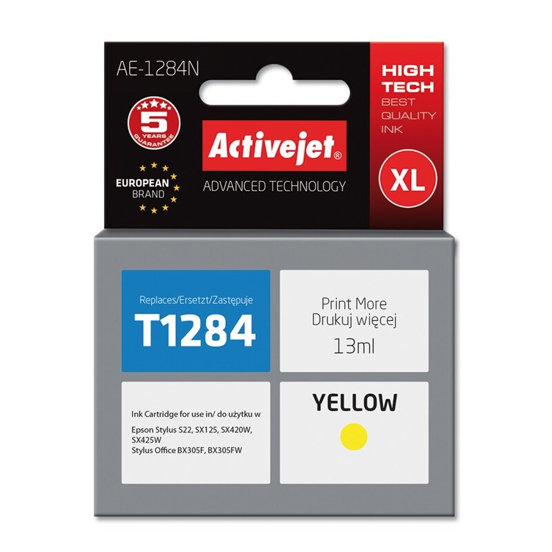 Kārtridžs Activejet AE-1284N Ink (replacement for Epson T1284; Supreme; 13 ml; yellow) (AE-1284N)