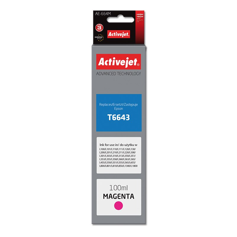 Druckkopfpatrone Activejet AE-664M ink (replacement for Epson T6643; Supreme; 100 ml; magenta) (AE-664M)