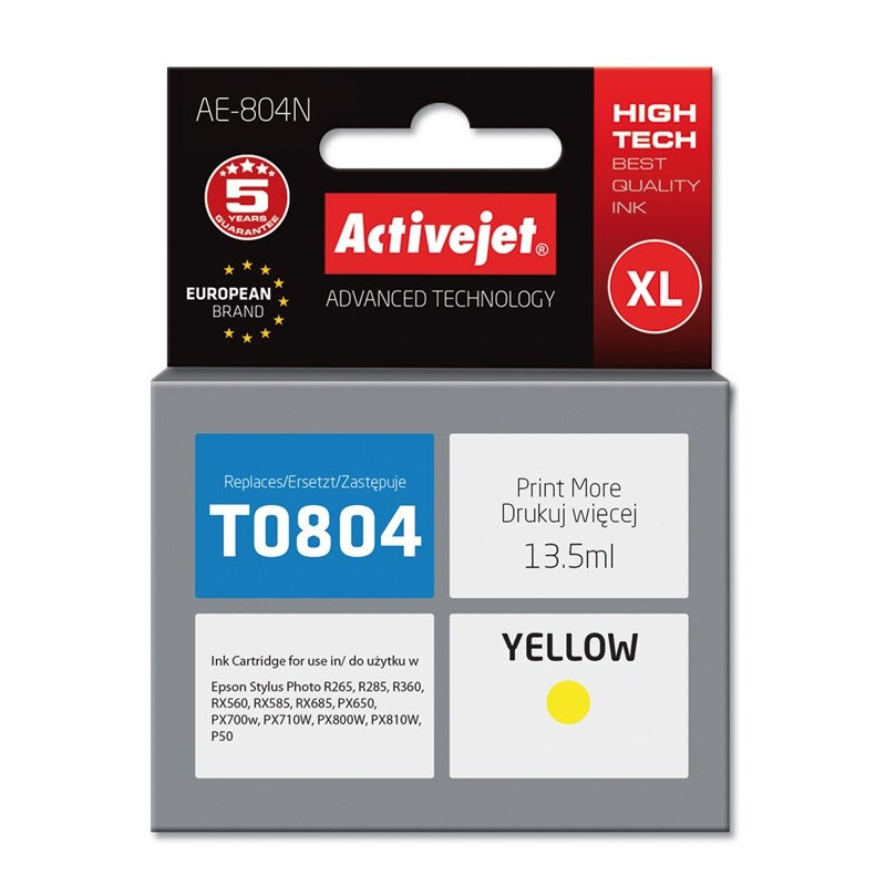 Kārtridžs Activejet AE-804N ink (replacement for Epson T0804; Supreme; 13,5 ml; yellow) (AE-804N)