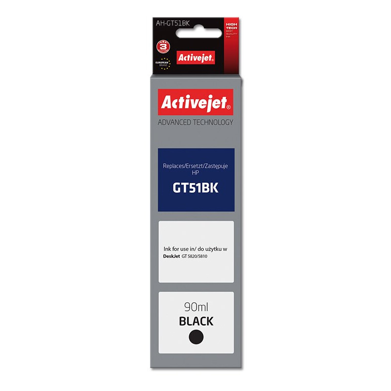 Druckkopfpatrone Activejet AH-GT51Bk ink (replacement for HP GT-51BK M0H57AE; Supreme; 90 ml; black) (AH-GT51Bk)