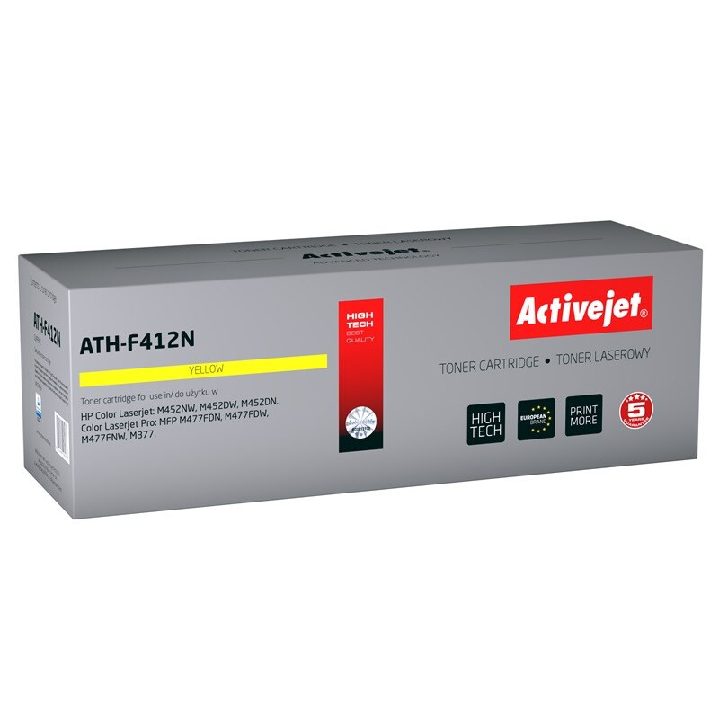 Kārtridžs Activejet ATH-F412N (replacement for HP 410A CF412A; Supreme; 2300 pages; yellow) (ATH-F412N)