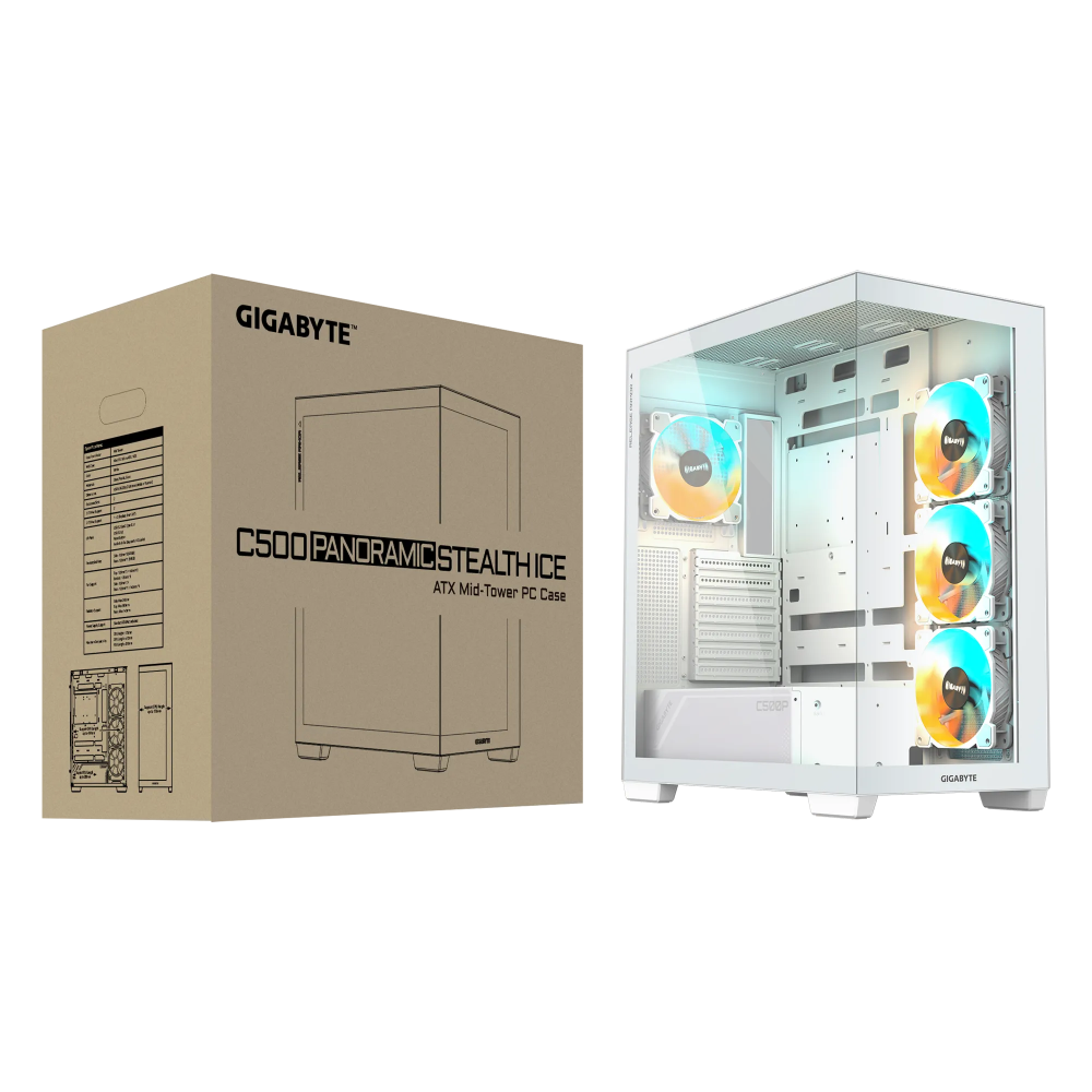 Datoru korpuss GIGABYTE C500 PANORAMIC STEALTH ICE (GB-C500PI ST) - foto 8