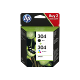 Tintes printera kasetne HP 304 2-Pack Black/Tri-color Original Ink Cartridges (3JB05AE)