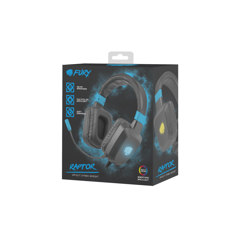 Austiņas Fury RAPTOR Black/Blue (NFU-1584) - foto 4