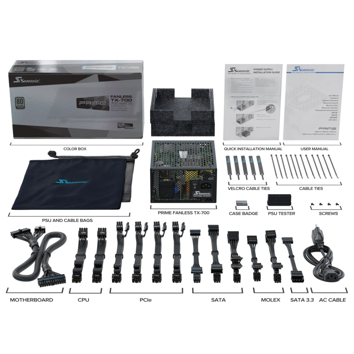 Barošanas bloks SEASONIC PRIME FANLESS TX 700W - PRIME-TX-700 - foto 9