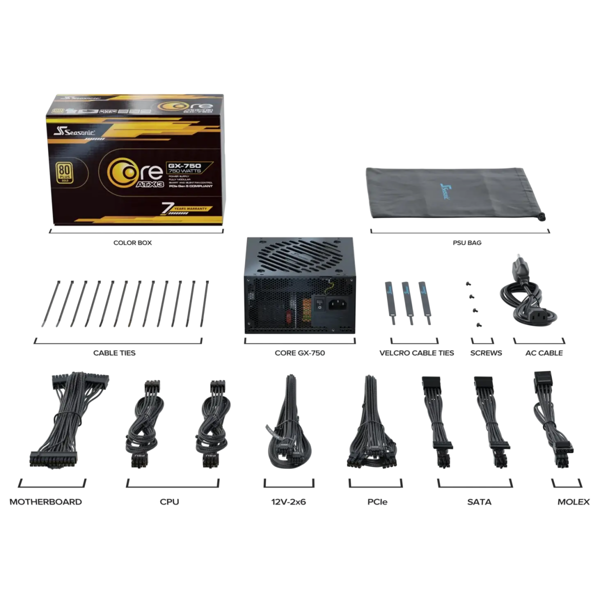 Barošanas bloks SEASONIC CORE GX 750W (SRP-CGX751-A5A32SF) - foto 9