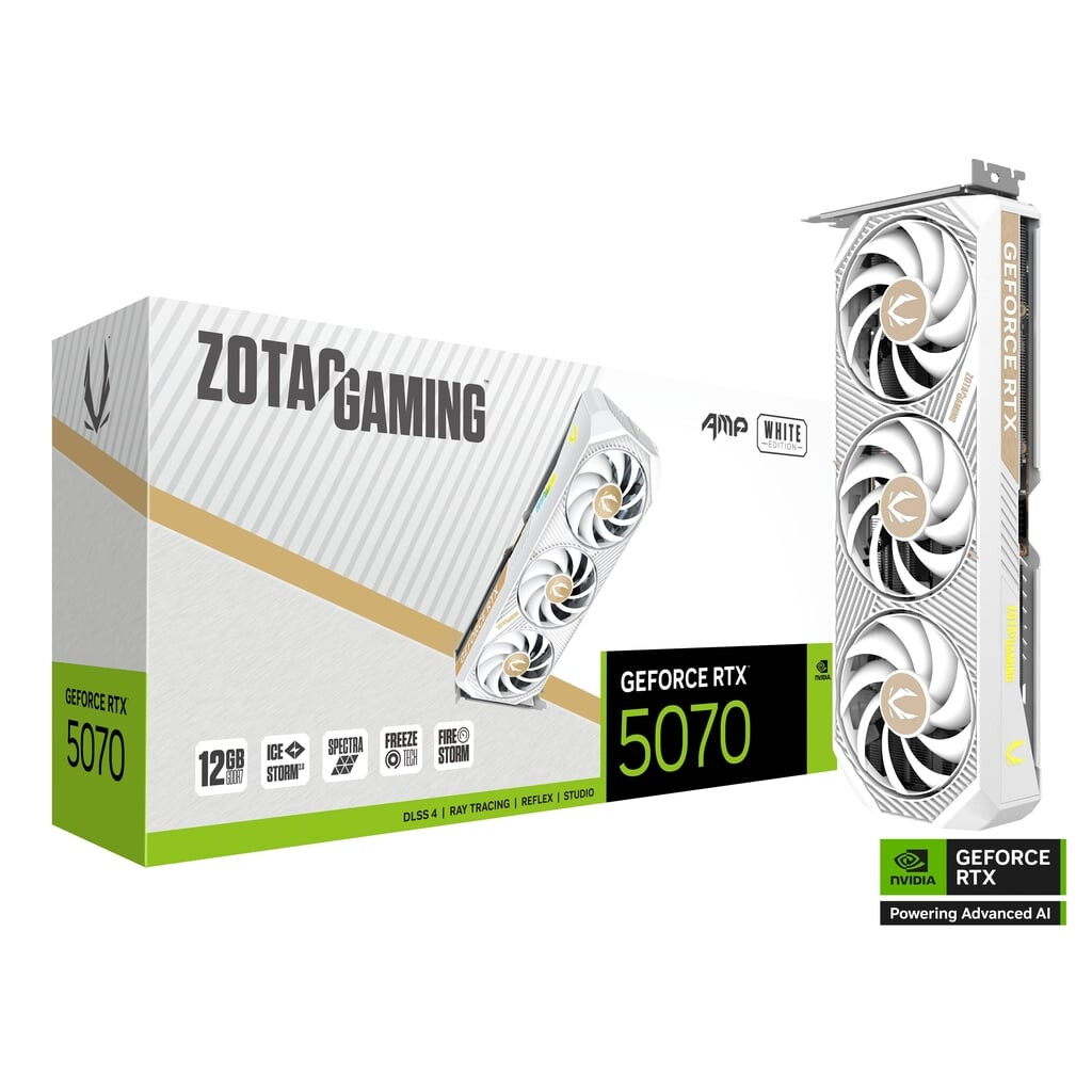 Videokarte ZOTAC GAMING GeForce RTX 5070 AMP White Edition (ZT-B50700FQ-10P) - foto 4
