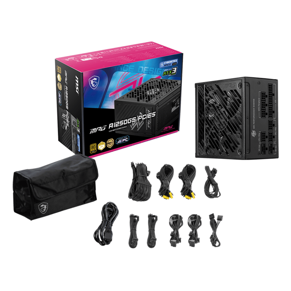 Barošanas bloks MSI MPG A1250GS PCIE5 Black - foto 5