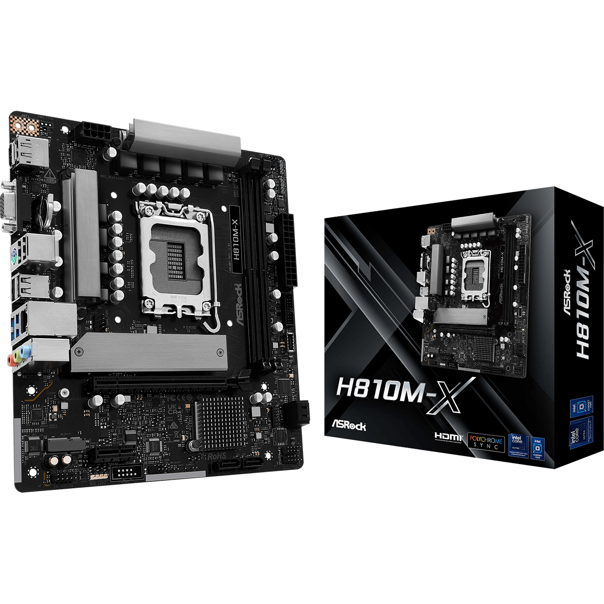 Pamatplate ASRock Intel H810 H810M-X Black (90-MXBS4-A0UAYZ) - foto 3
