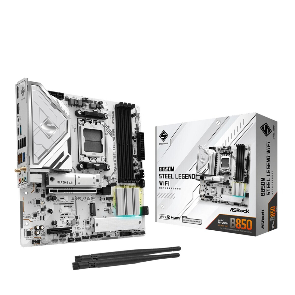 Pamatplate ASRock B850 B850M Steel Legend WiFi White (90-MXBS20-A0UAYZ) - foto 3