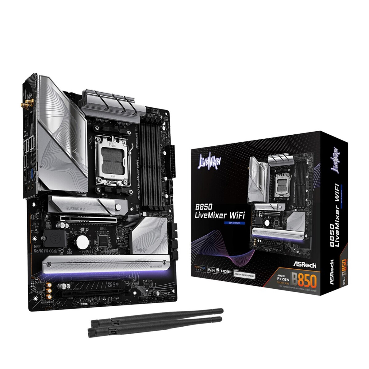 Pamatplate Asrock B850 LiveMixer WiFi Black (90-MXBQU0-A0UAYZ) - foto 3