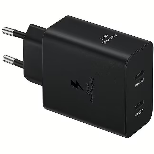 Tīkla lādētājs Samsung Dual USB-C, 50 W, black (EP-T5020XBEGEU)