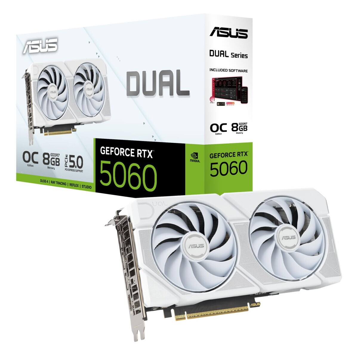 Videokarte ASUS GeForce RTX 5060 Dual OC Edition 8GB GDDR7 White (90YV0N15-M0NA00) - foto 3