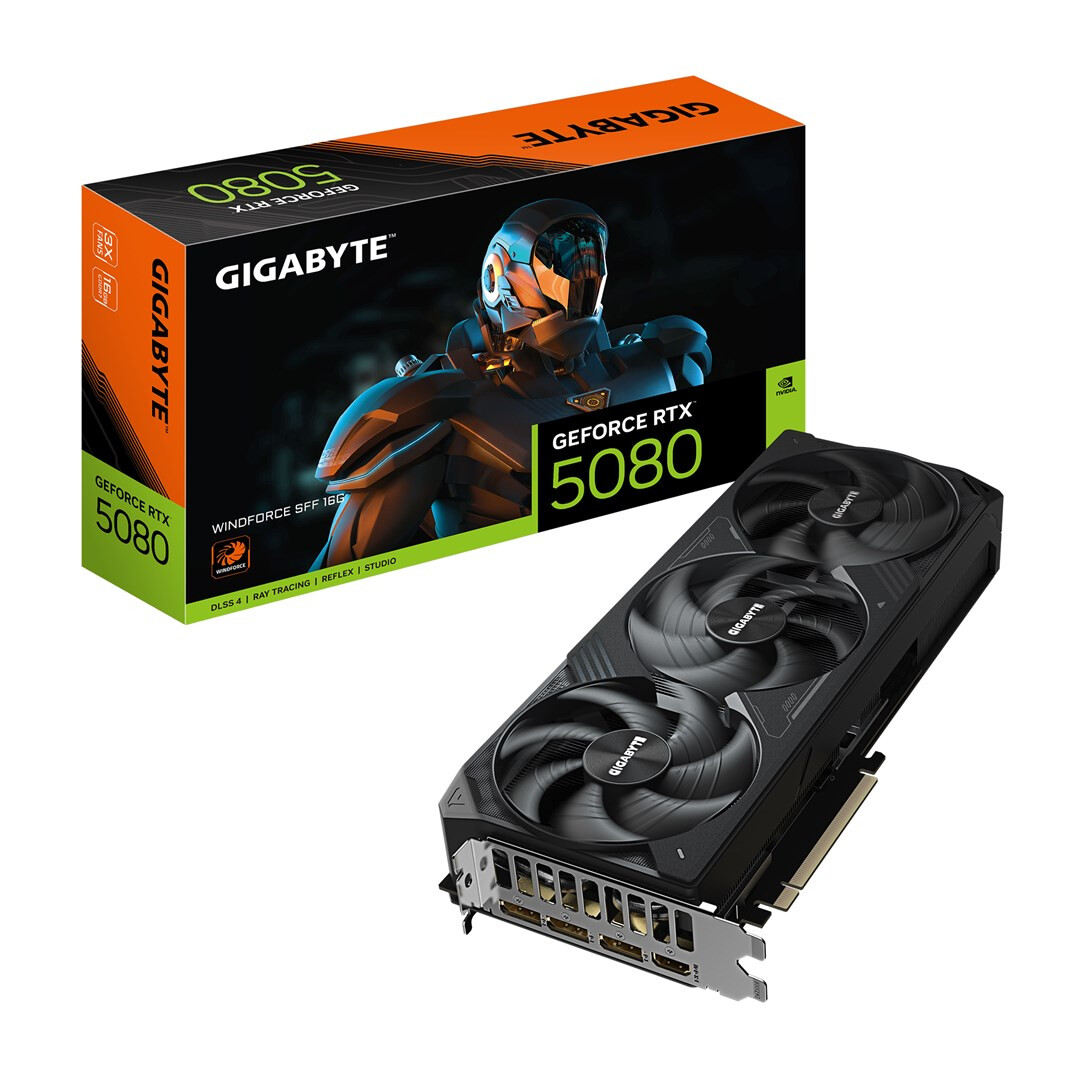 Videokarte Gigabyte GeForce RTX 5080 WINDFORCE SFF 16GB GDDR7 Black (GV-N5080WF3-16GD) - foto 5