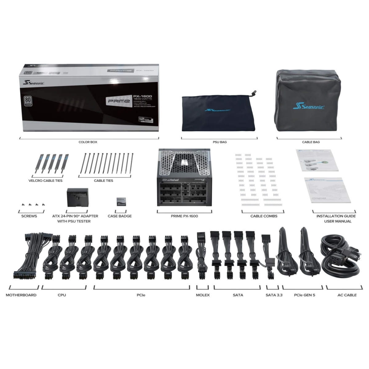 Barošanas bloks Seasonic PRIME PX-1600 1600W Black (PRIME-PX-1600-ATX30) - foto 12