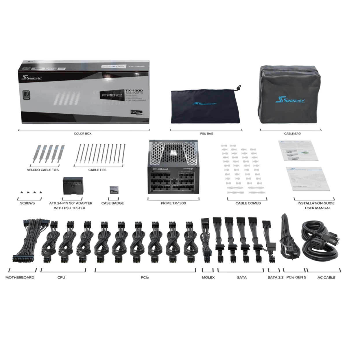 Barošanas bloks SEASONIC PRIME TX 1300 1300W Black (PRIME-TX-1300-ATX30) - foto 10