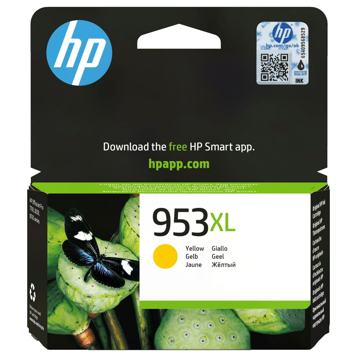 HP 953XL High Yield Yellow Original Ink Cartridge (F6U18AE301)