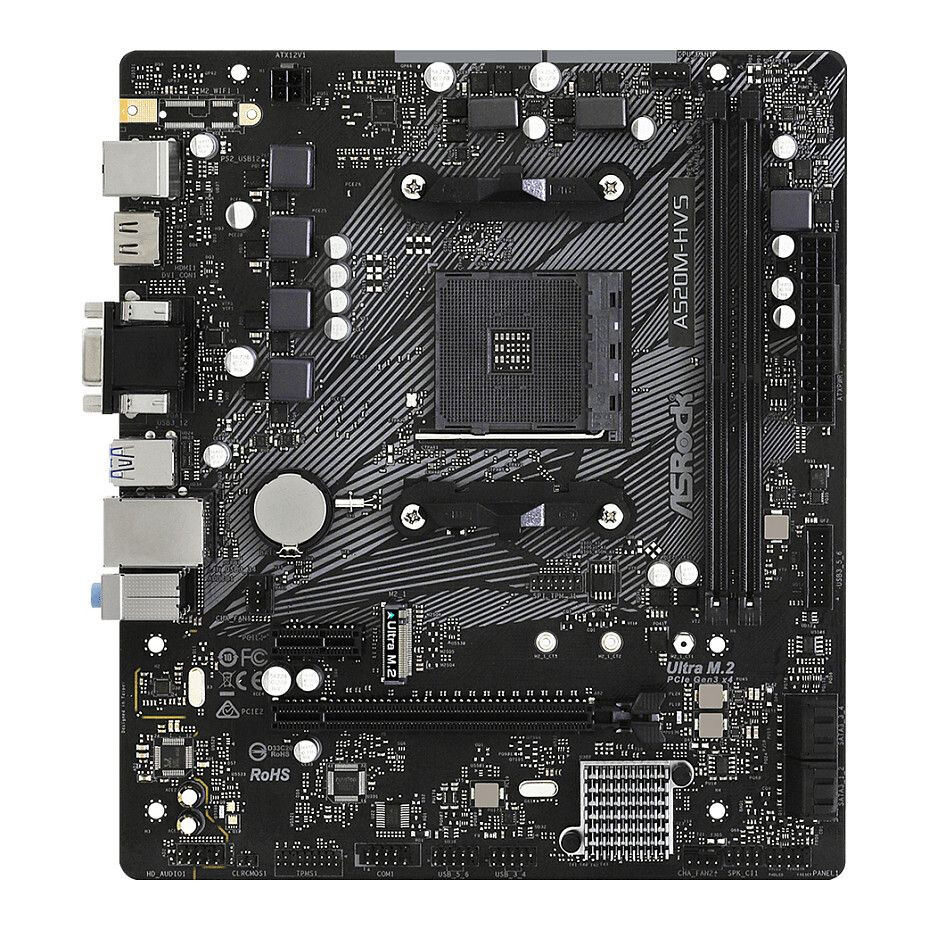 Pamatplate ASRock A520 A520M-HDV Black (90-MXBE60-A0UAYZ)