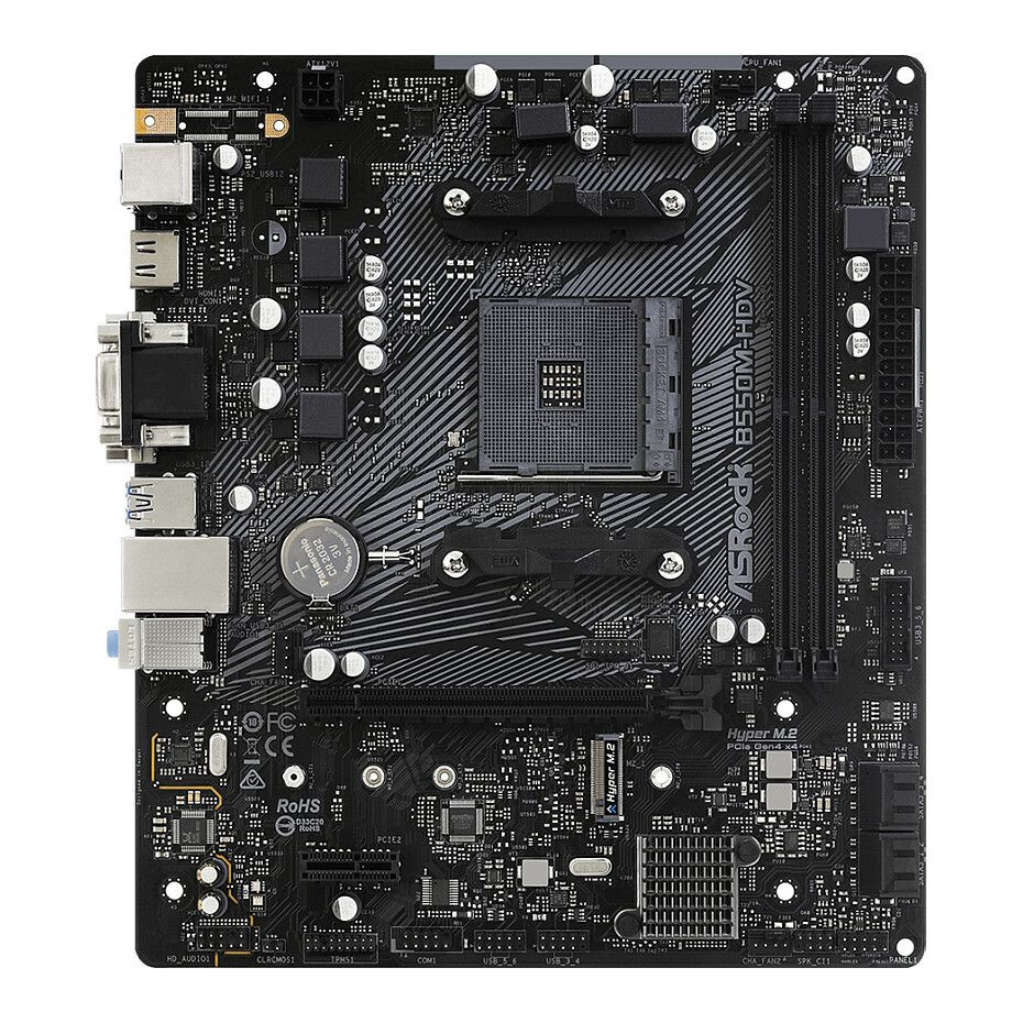 Pamatplate ASRock B550 B550M-HDV Black (90-MXBDJ0-A0UAYZ) - foto 4