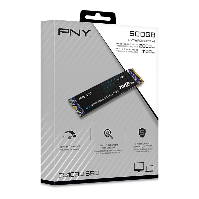 SSD PNY CS1030 500 GB M.2 PCI Express 3.0 NVMe 3D NAND Black (M280CS1030-500-RB) - foto 2