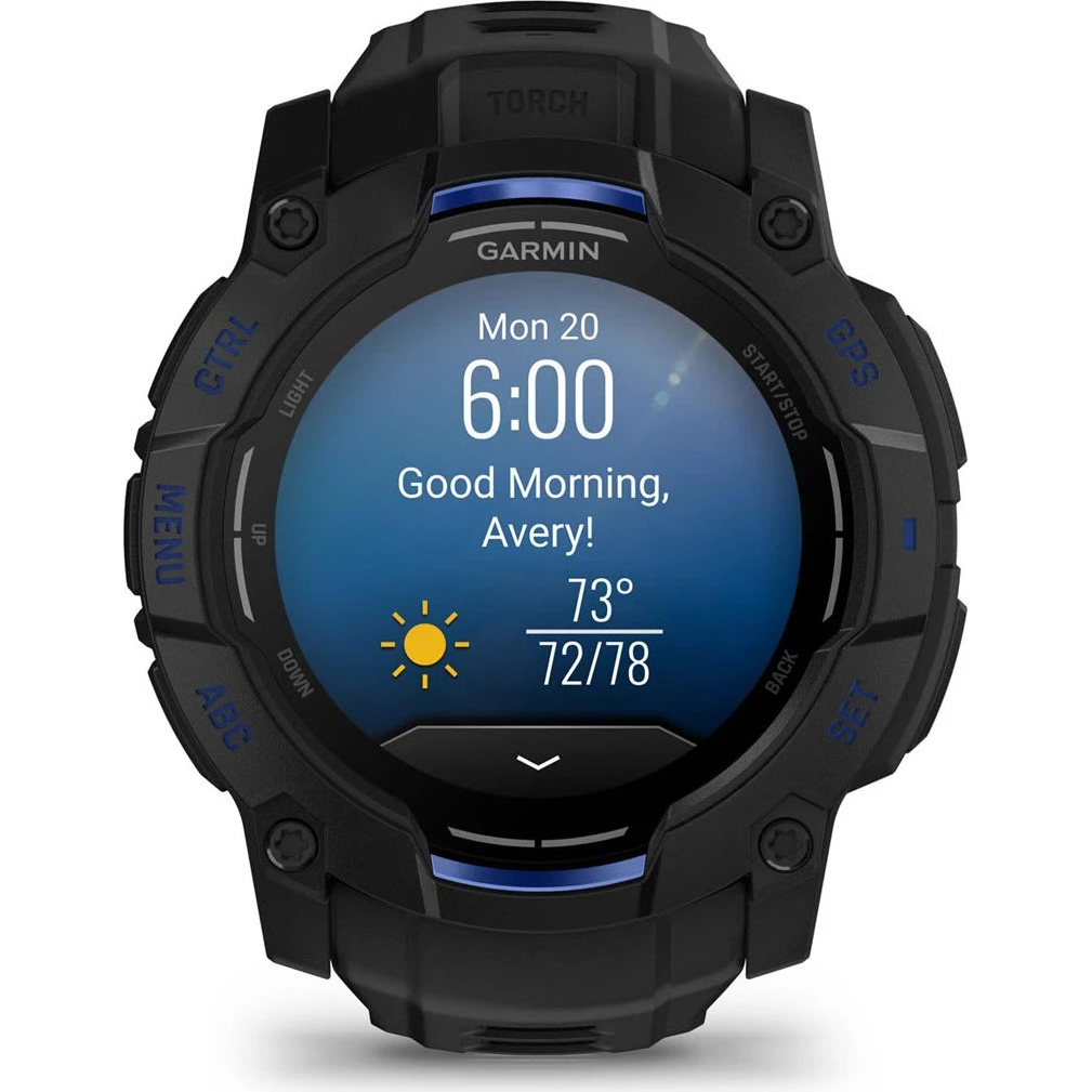Viedpulkstenis Garmin Instinct 3 50mm AMOLED bolt blue (010-03020-03) - foto 5