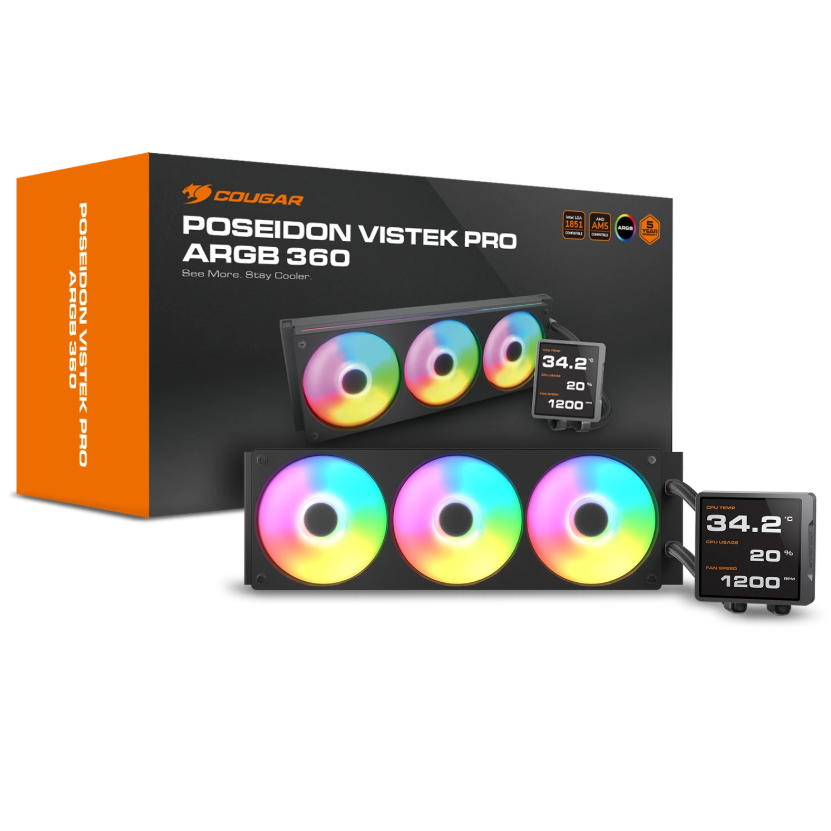 Procesoru dzesētājs Cougar Poseidon Vistek Pro RGB 360mm Black (CGR-PSDVPRGB-B-360) - foto 4