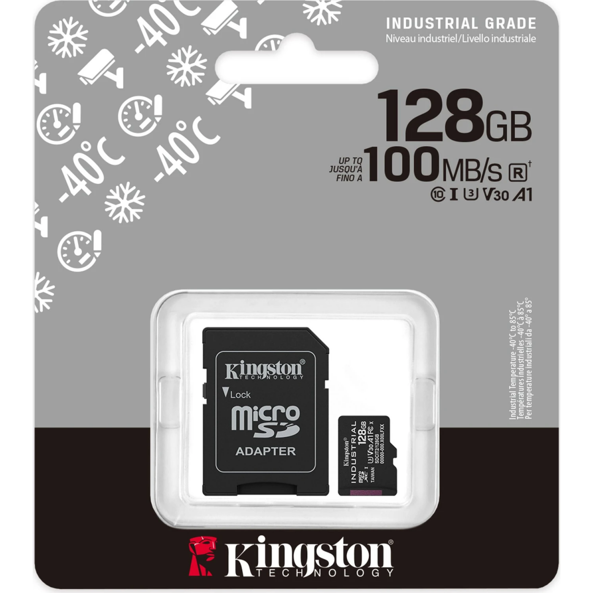 Atmiņas karte Kingston Industrial Temperature Gen2 R100 microSDXC 128GB Kit Black (SDCIT2/128GB)