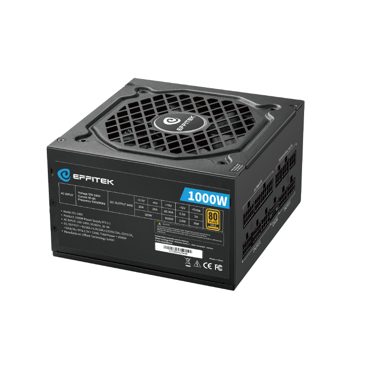 Barošanas bloks Effitek EG-1000 1000W Black - foto 2