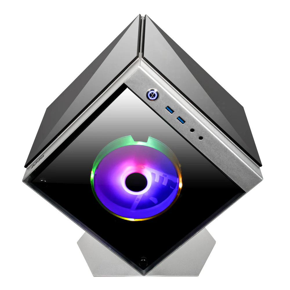 Datoru korpuss Azza Cube Mini RGB Silver (CSAZ-805) - foto 3