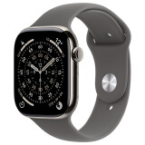Viedpulkstenis Apple Watch Series 11 46mm Natural Titanium Case with Stone Grey Sport Band M/L (MFCX4ZR/A)
