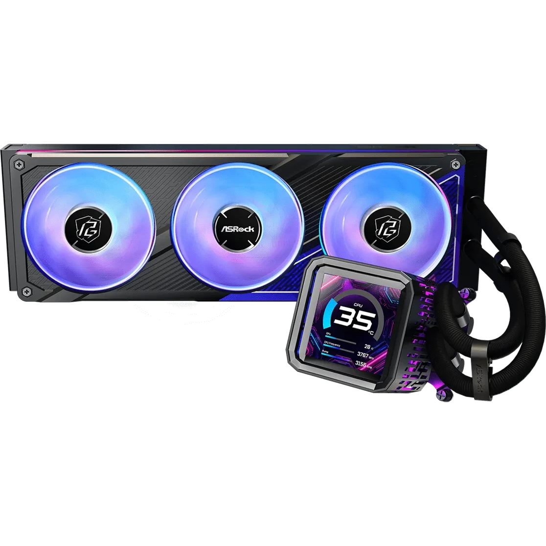 Procesoru dzesētājs ASRock Phantom Gaming 360 LCD Black (90-APGA36-BAAGA5)