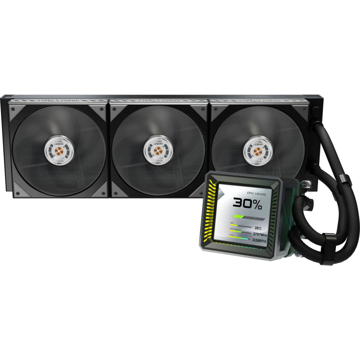 Procesoru dzesētājs ASRock Steel Legend 360 Dark Black (90-ASLA36-BAAGA5)