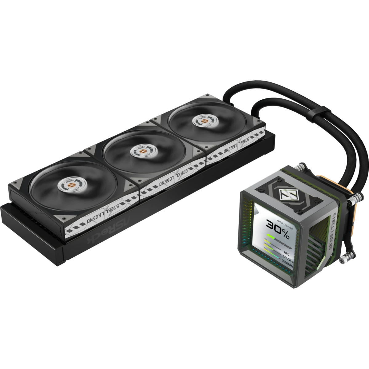 Procesoru dzesētājs ASRock Steel Legend 360 Dark Black (90-ASLA36-BAAGA5) - foto 6