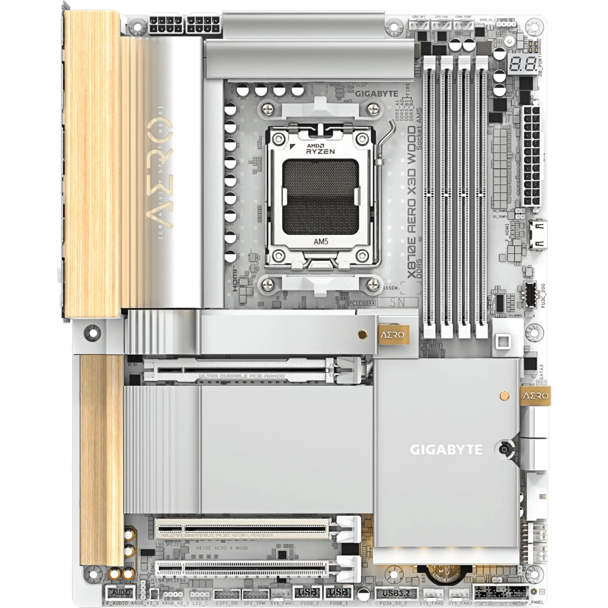 Pamatplate GIGABYTE X870E Aero X3D Wood Silver (X870E AERO X WOOD)