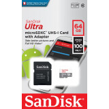 Speicherkarte 64GB MicroSD SanDisk Ultra + SD adapter (SDSQUNR-064G-GN3MA)