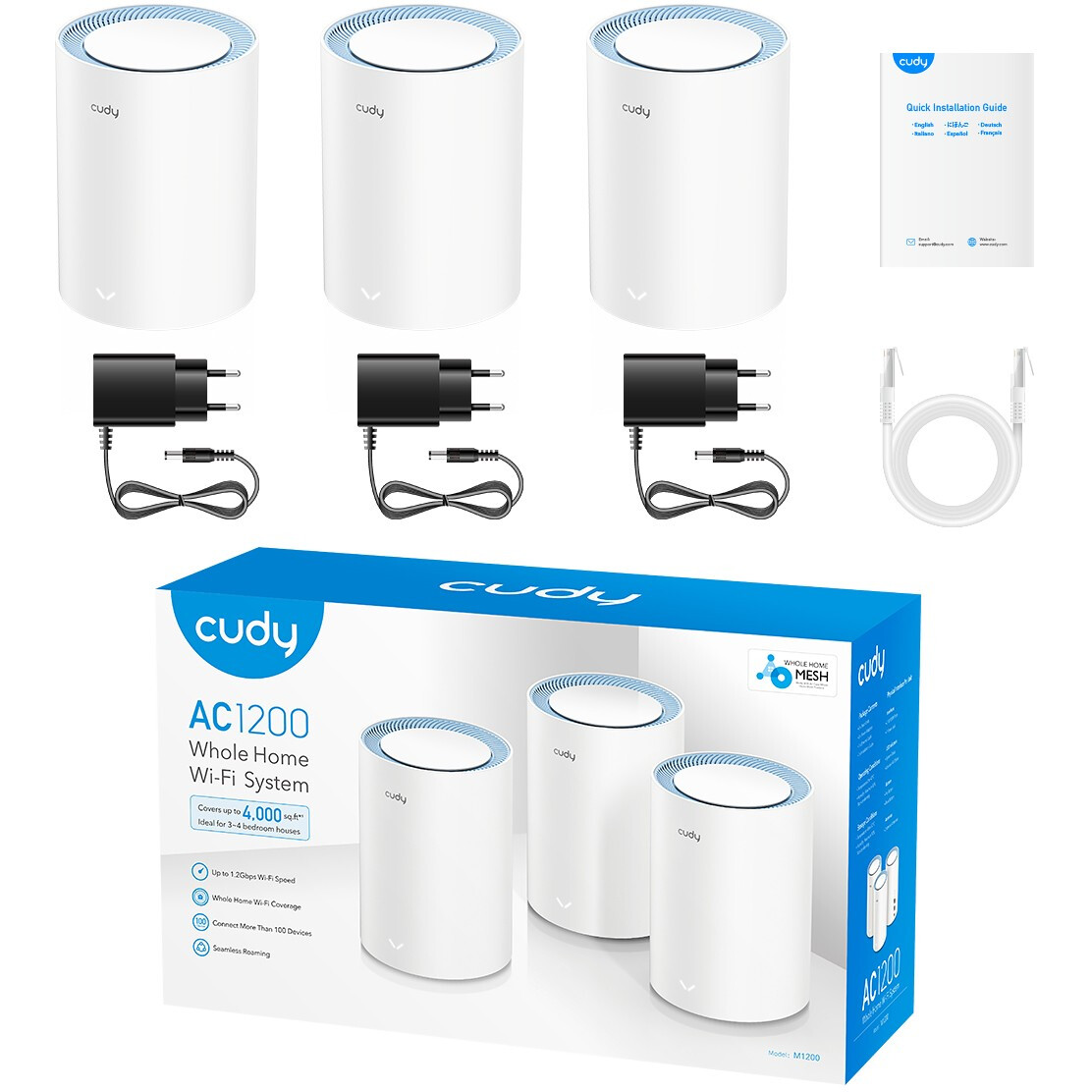 Mesh-System Cudy M1200 (3 pcs) - M1200(3-Pack) - Foto 3