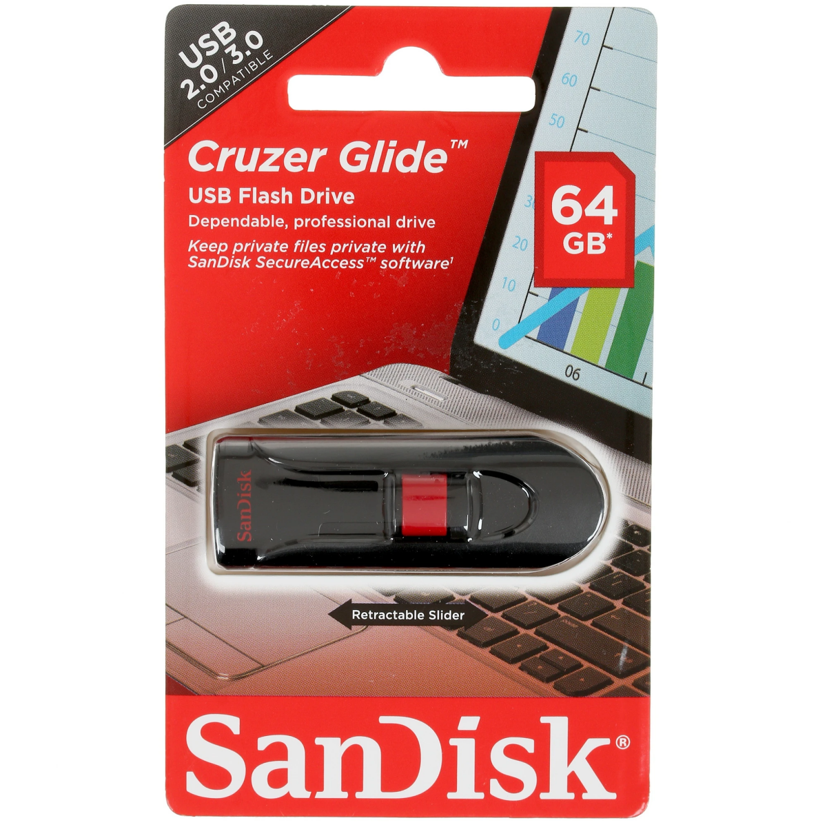 USB-Flash-Laufwerk 64GB SanDisk Cruzer Glide (SDCZ60-064G-B35) - Foto 2