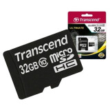Speicherkarte 32GB MicroSD Transcend + SD adapter (TS32GUSDHC10)