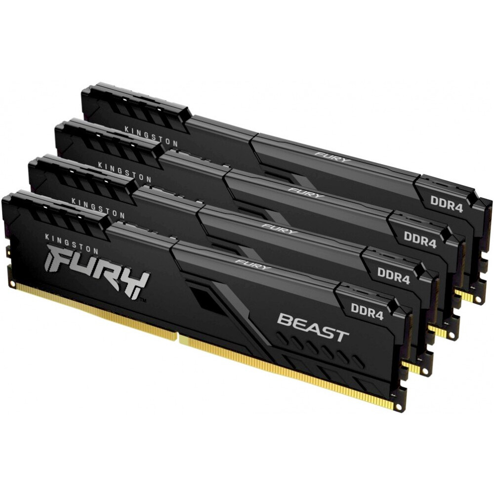 Arbeitsspeicher 64GB DDR4 3600MHz Kingston Fury Beast Black (KF436C18BBK4/64) (4x16GB KIT)