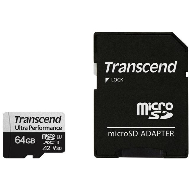 Speicherkarte 64GB MicroSD Transcend + SD adapter (TS64GUSD340S) - Foto 2